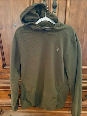 Spyder Olive Green Hooded Fleece with Embroidered Spider